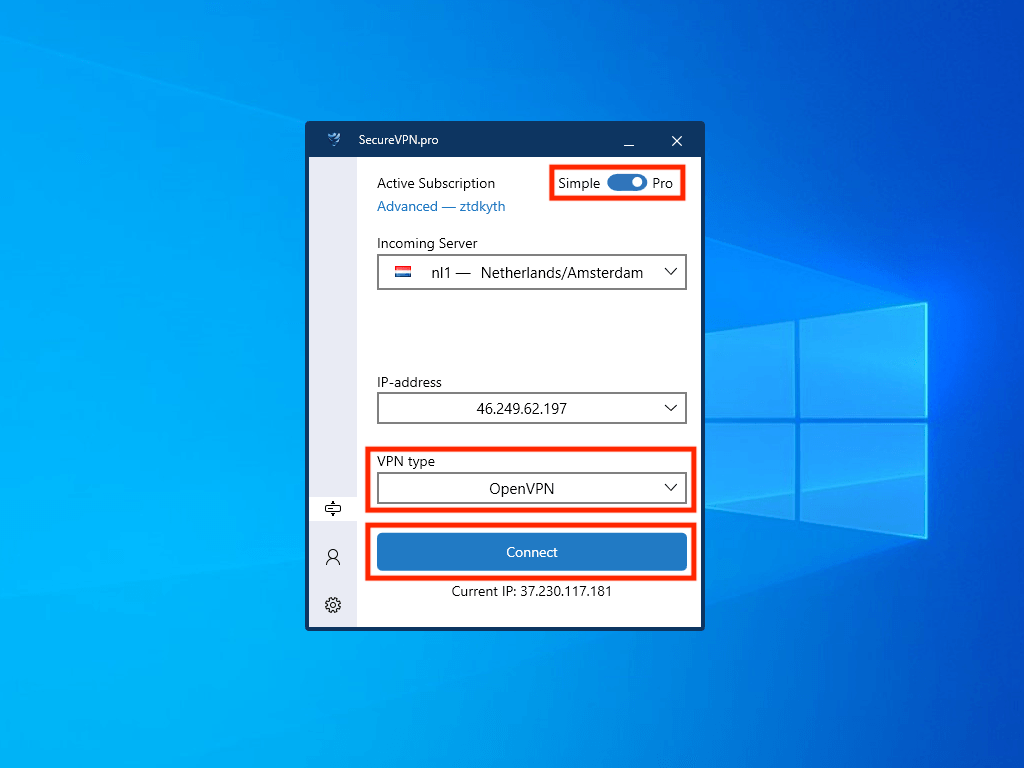 Activating StealthVPN type in SecureVPN application